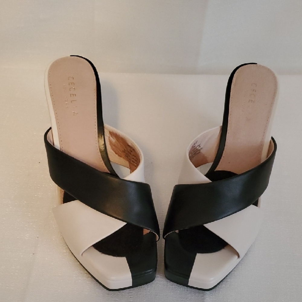 Cecelia New York Black and Cream Mules